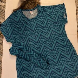 LuLaRoe Teal Chevron Blouse